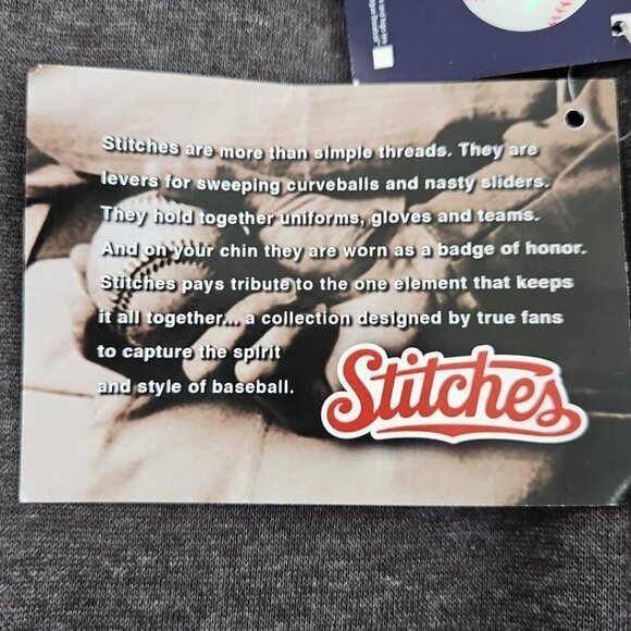 NWT Stitches Atlanta Braves MLB Men's X-Large V-Neck Hooded Grey Sweatshirt NEW - Picture 3 of 16